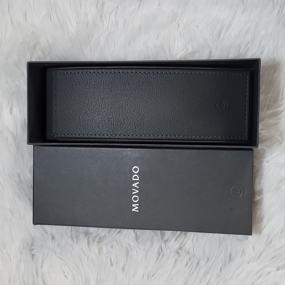 Movado Box Original Vintage Leather Gray Used + Box Outer - Picture 7 of 11